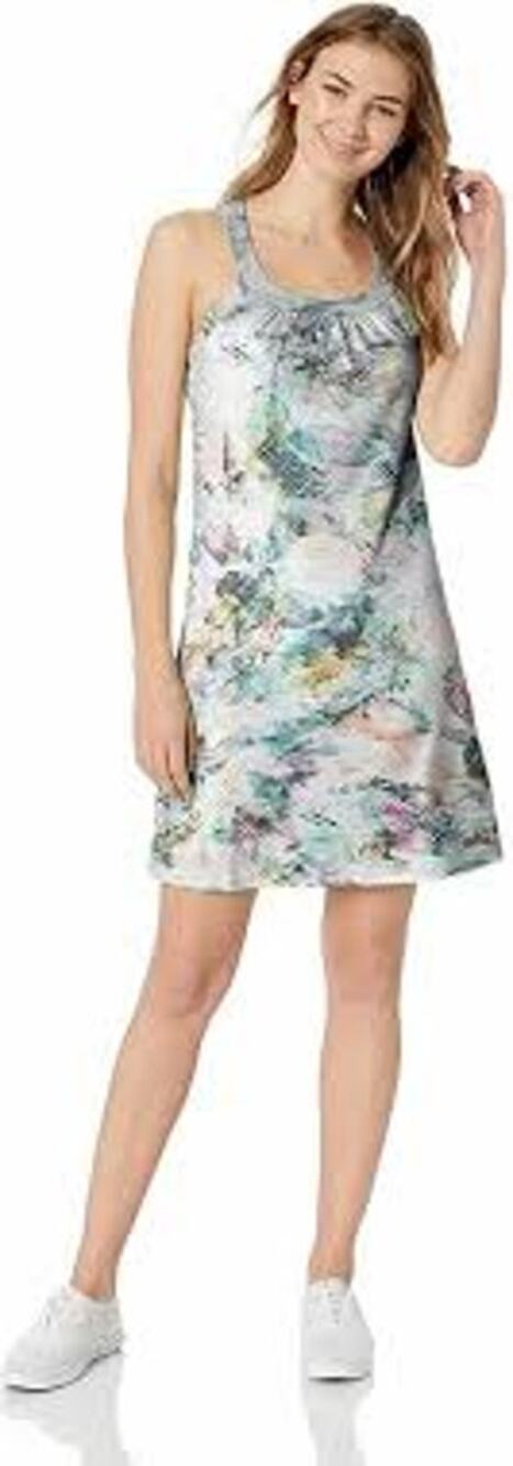 Prana Women Summer Dress Halter Neck Packable Stretch A-Line Printed Cantine XS
